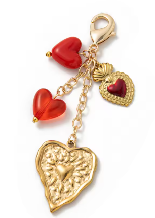 Golden Hearts Bag Charm